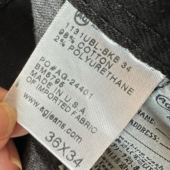 AG Adriano Goldschmied Jeans Mens 36x34 Black The Matchbox Slim Straight Leg - Picture 6 of 12